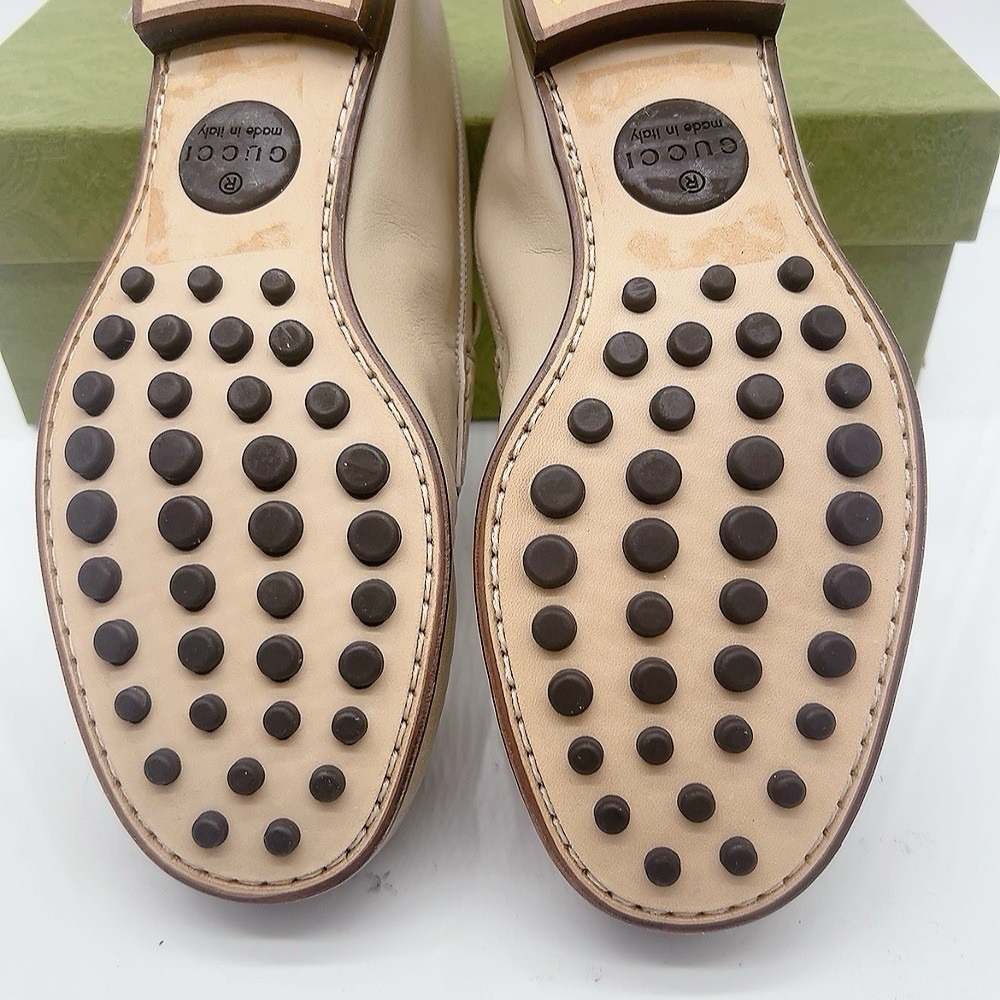 Gucci Women's Slip On Loafers Flats Tan Leather Size UK 6 US 9 - Picture 10 of 14